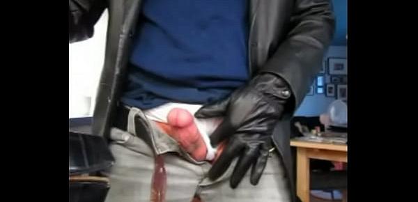  Jerking Off With Leather Gloves Onto Black Florsheim Boot